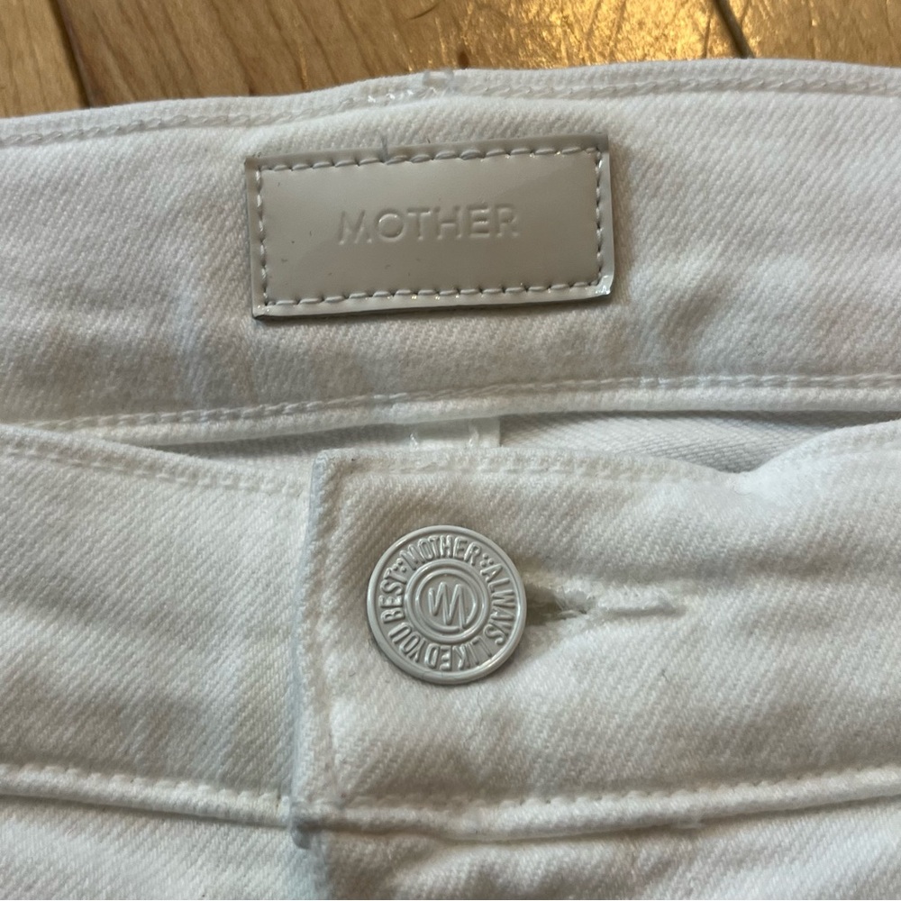 MOTHER Denim The Insider Crop Step Fray Fairest Of Them All White Jeans size 30 - Picture 5 of 12